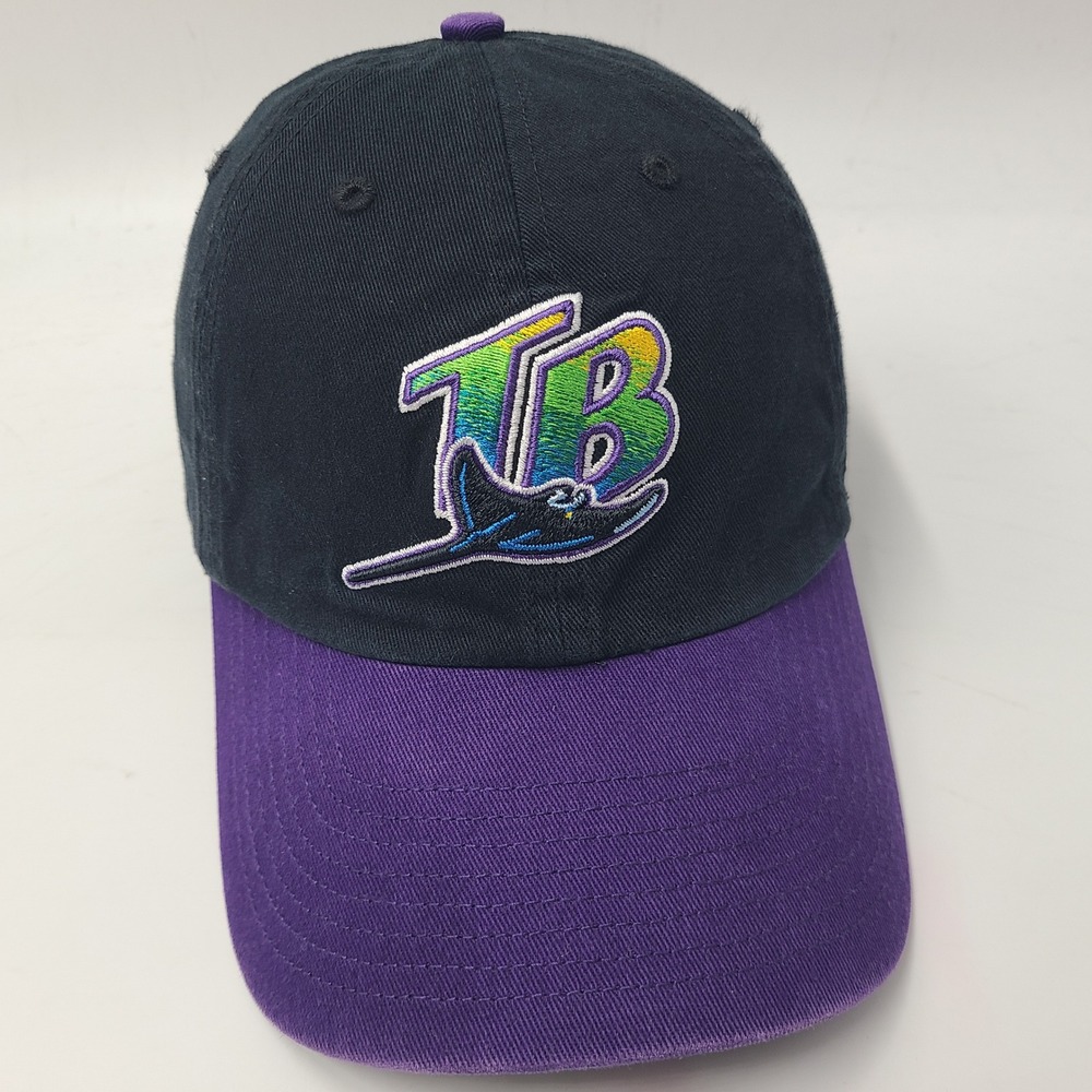 Tampa Bay Devil Rays Hat Strapback 47 Brand Clean Up Black Purple Cooperstown